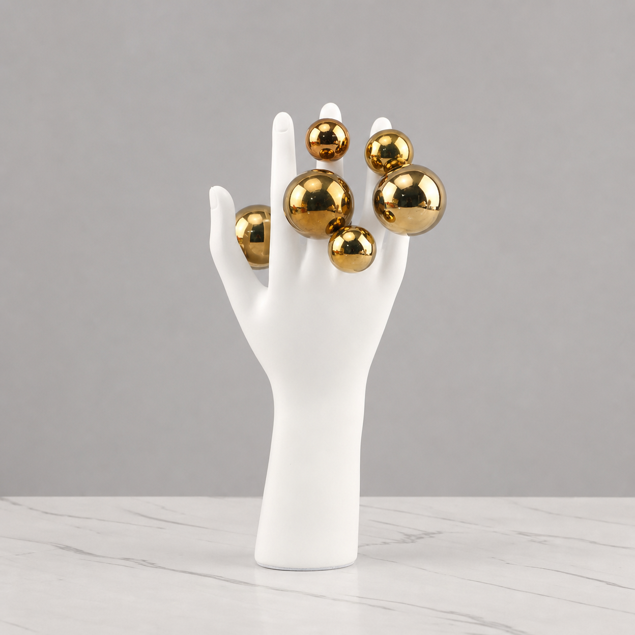 Abstract Resin White Palm Sculpture for Home Decor