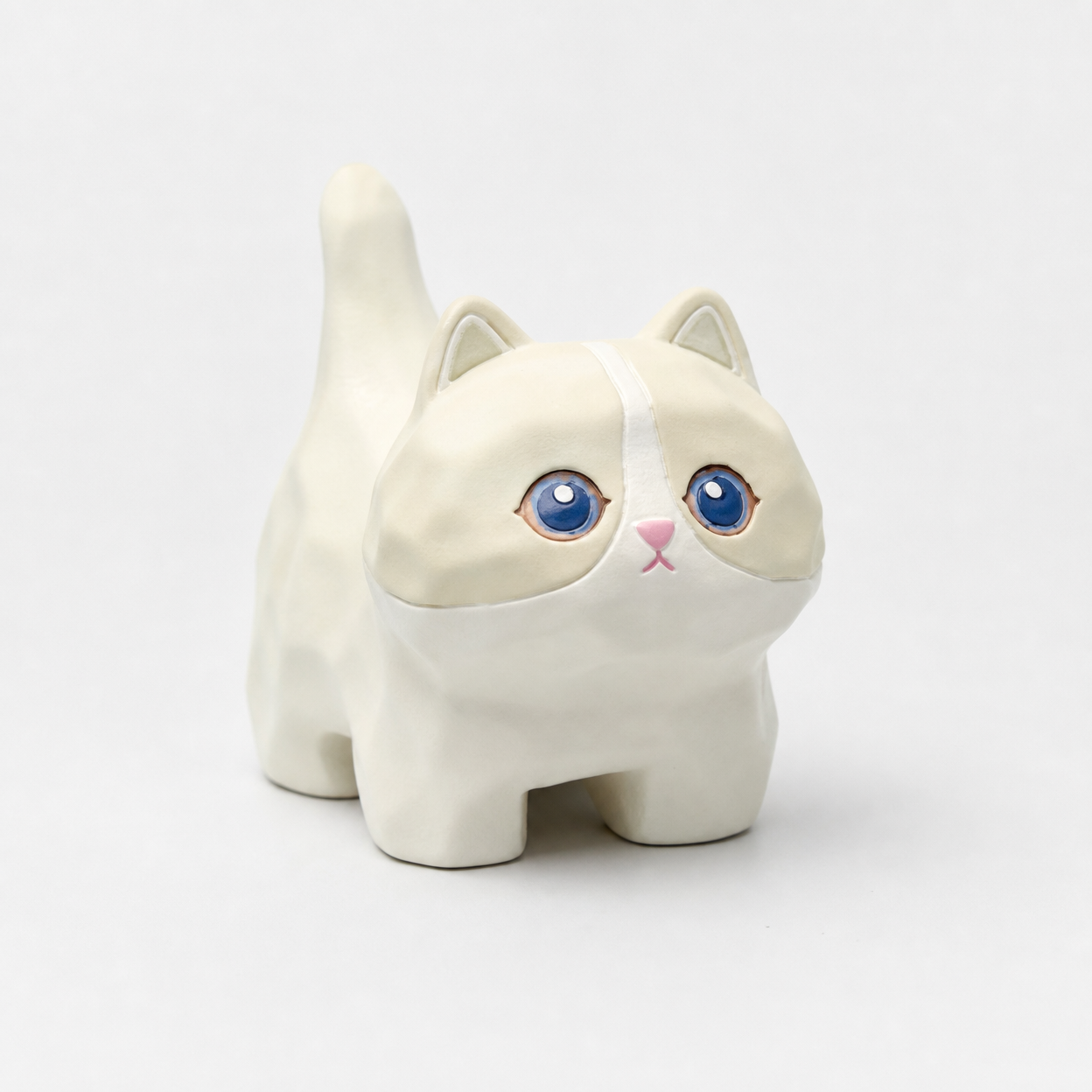 Standing Cat Resin Figurine Wood-Carved Style Decorative Desktop Ornament