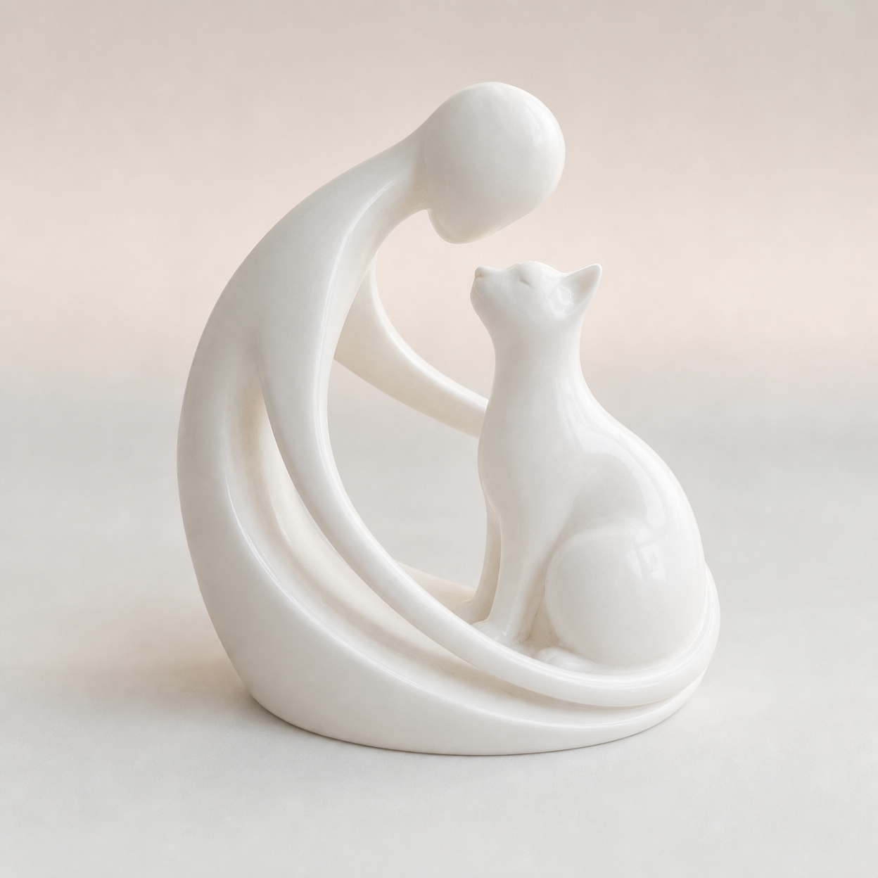 Modern Human and Cat Statue Desktop Decoration