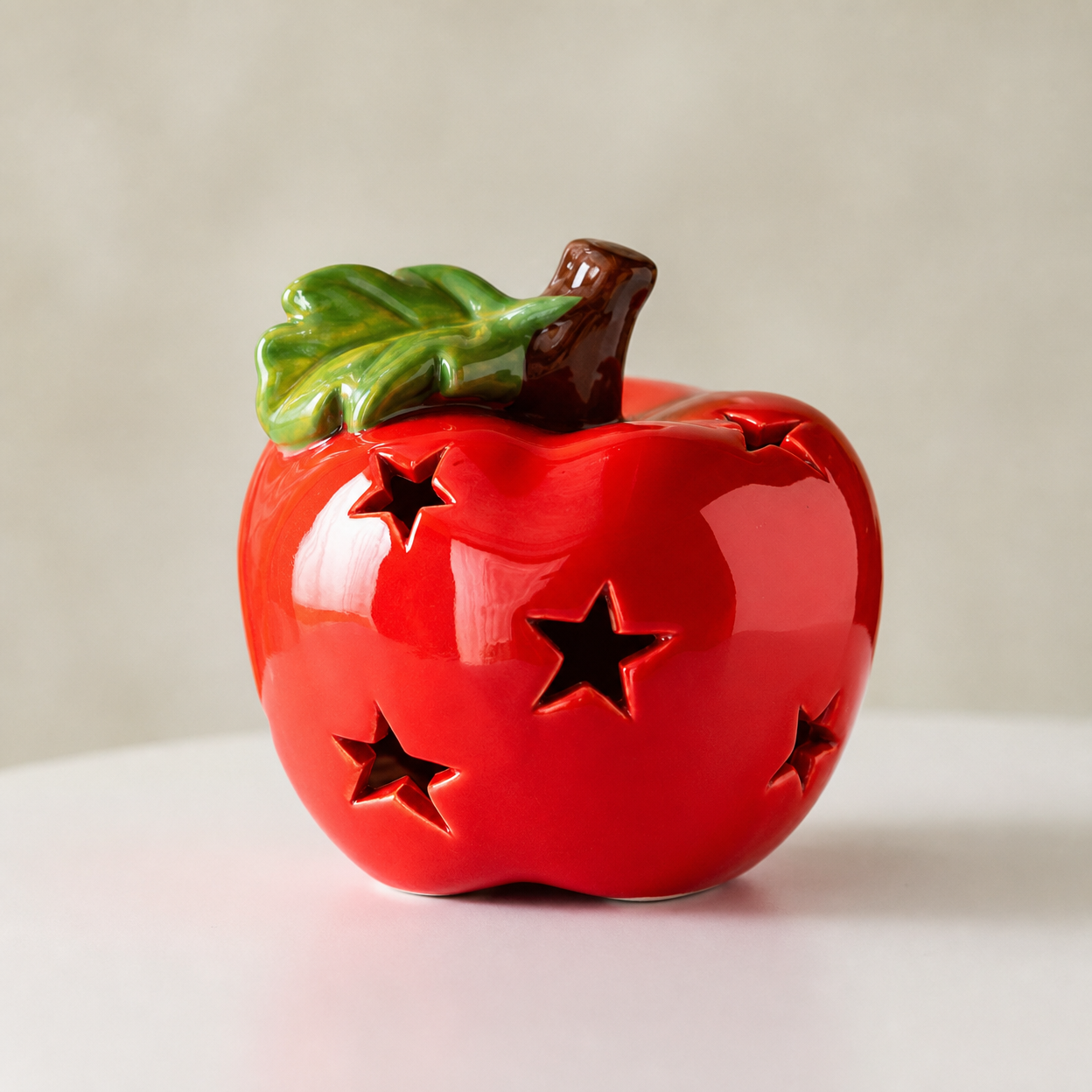 Ceramic Red Apple Night Light Decorative Tabletop Ornament