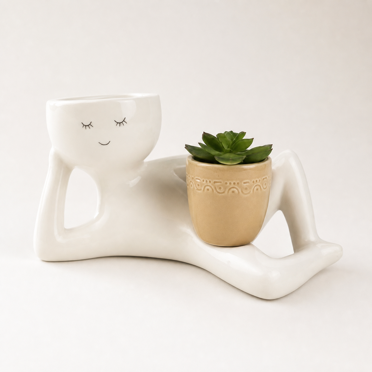 Decorative Figurine Flower Pot for Succulents and Small Plants