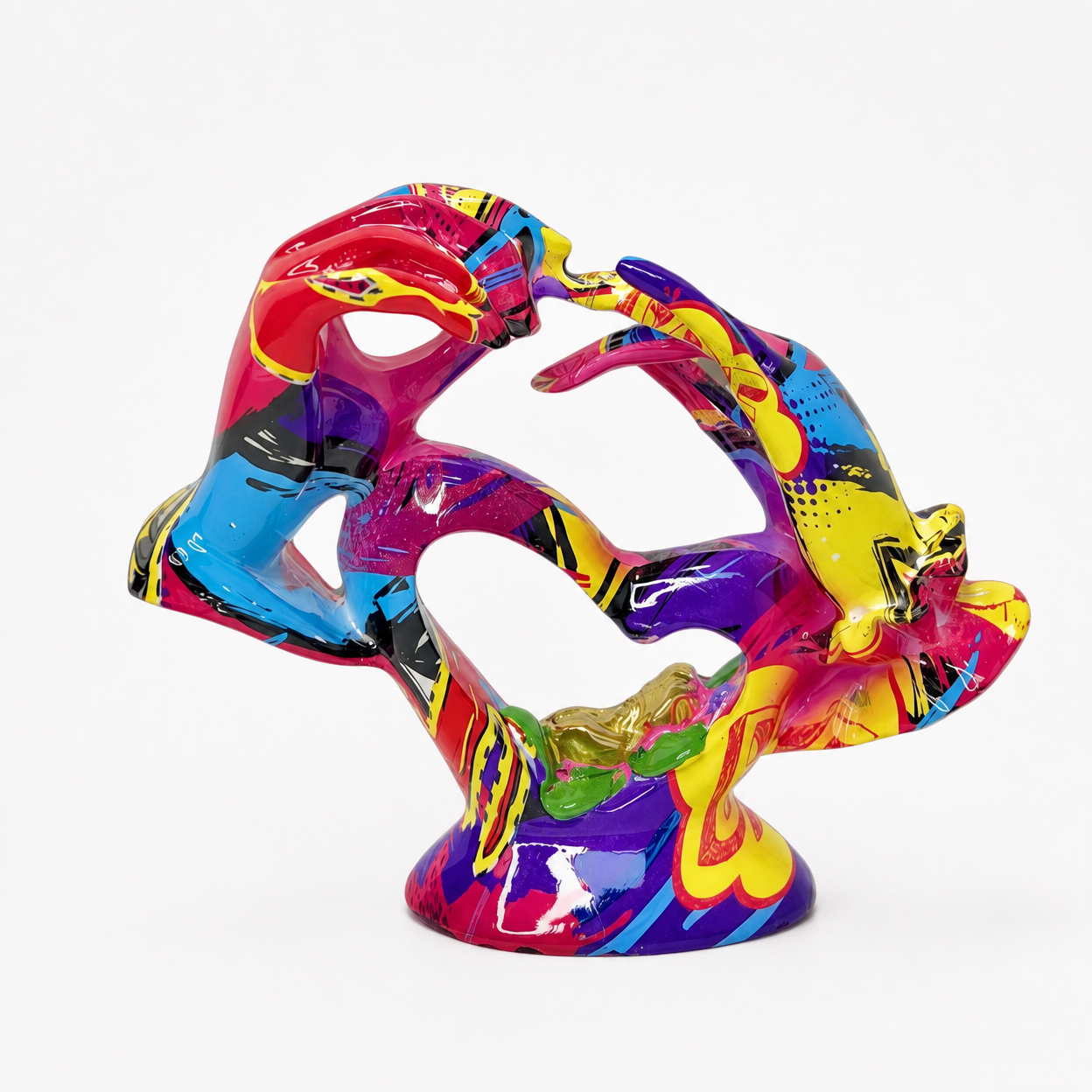 Mini Abstract Heart Hand Gesture Statue Decorative Figurine for Home Living Room Tabletop