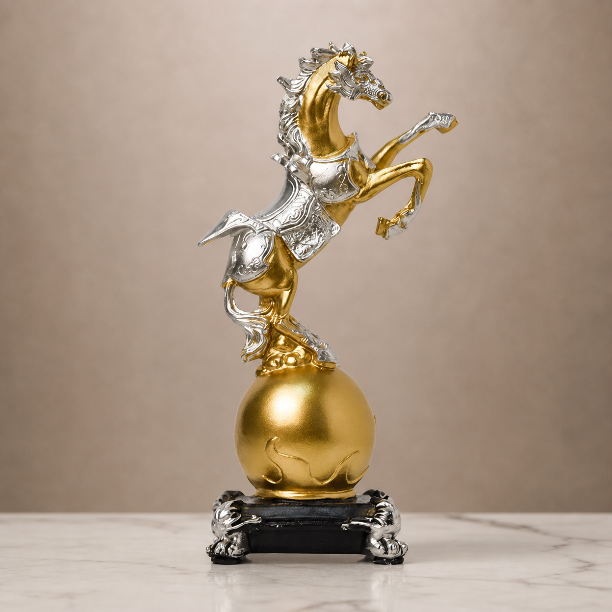 Golden Horse Resin Figurine Home Decor Statue Desktop Wine Cabinet Ornament Gift