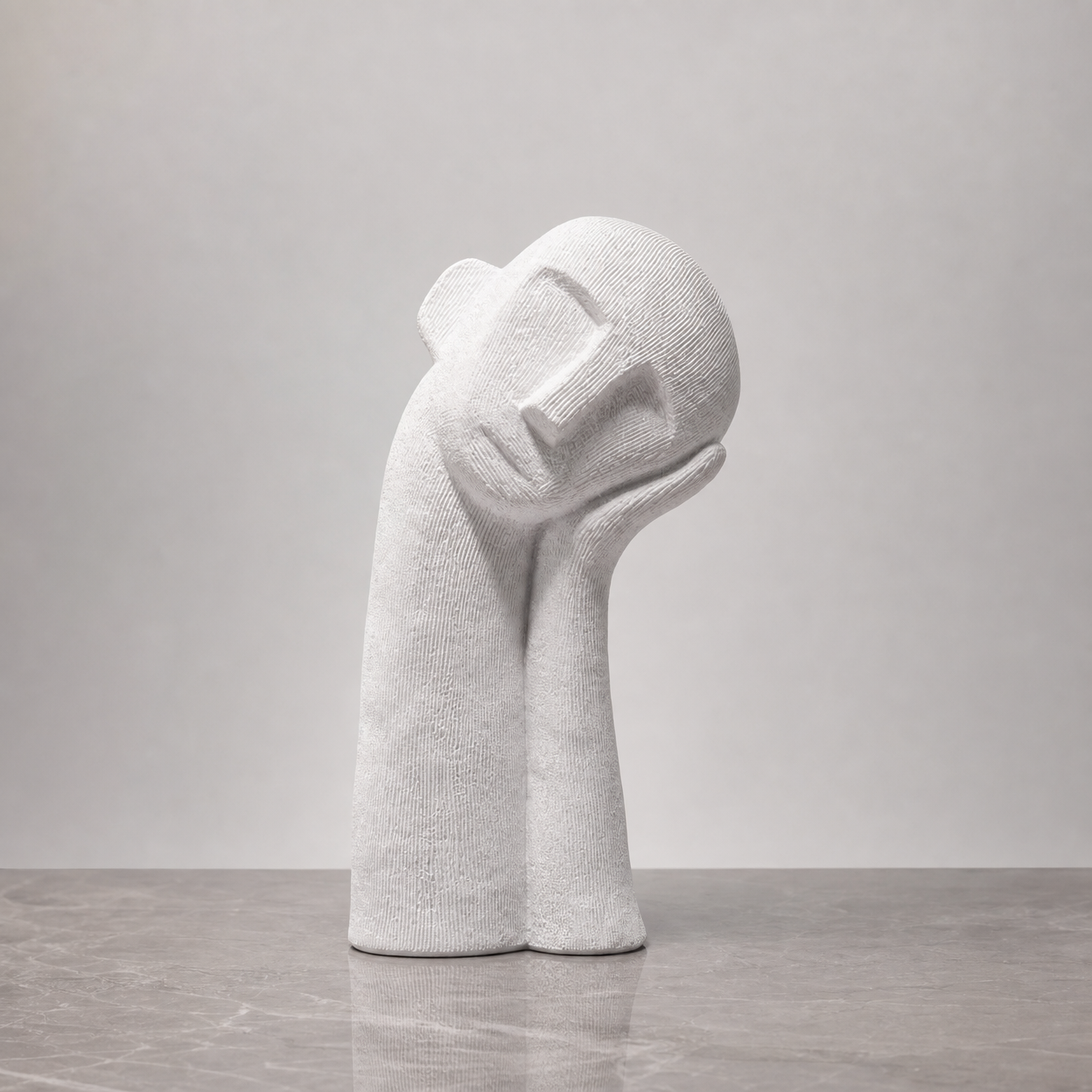 Modern Minimalist White Abstract Head Sculpture Tabletop Decor for Living Room