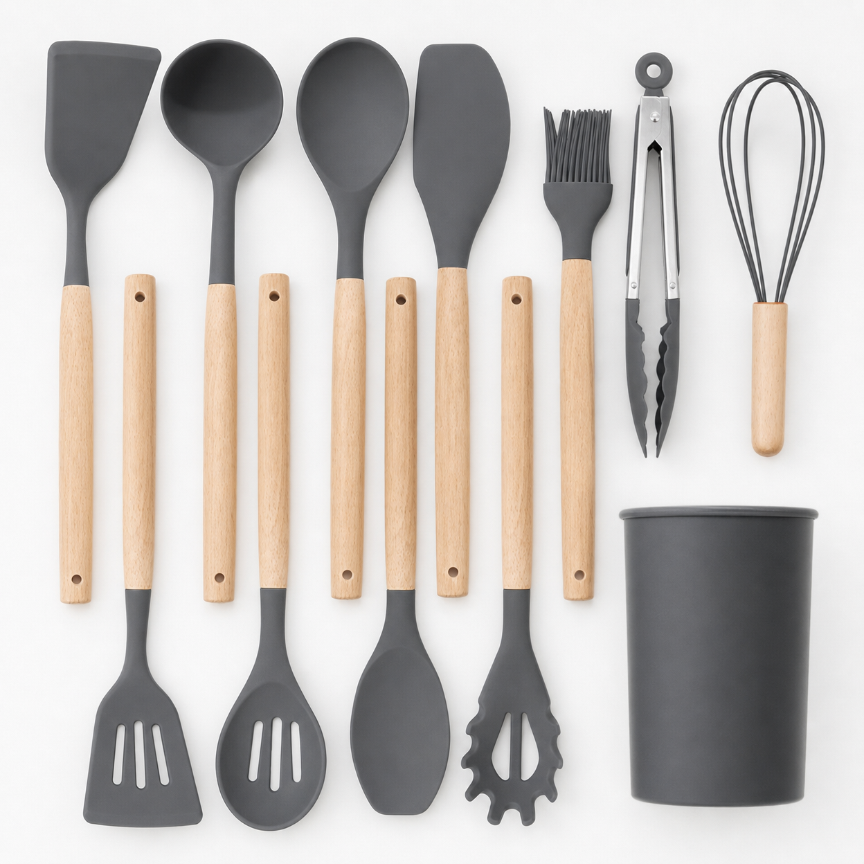 12-Piece Silicone Kitchen Utensil Set with Spatulas and Spoons