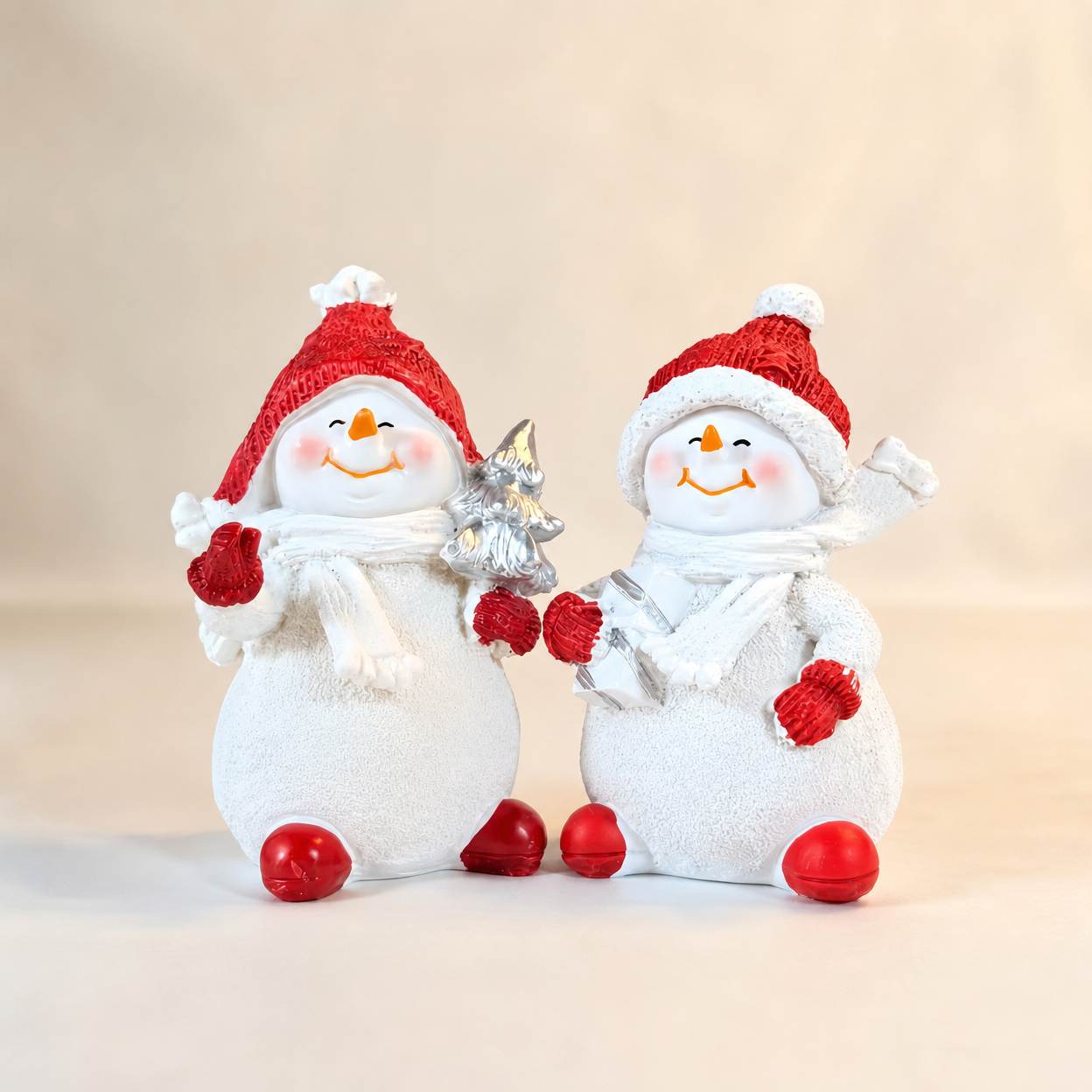 Decorative Snowman Statue for Christmas Home Interior Resin Figurine