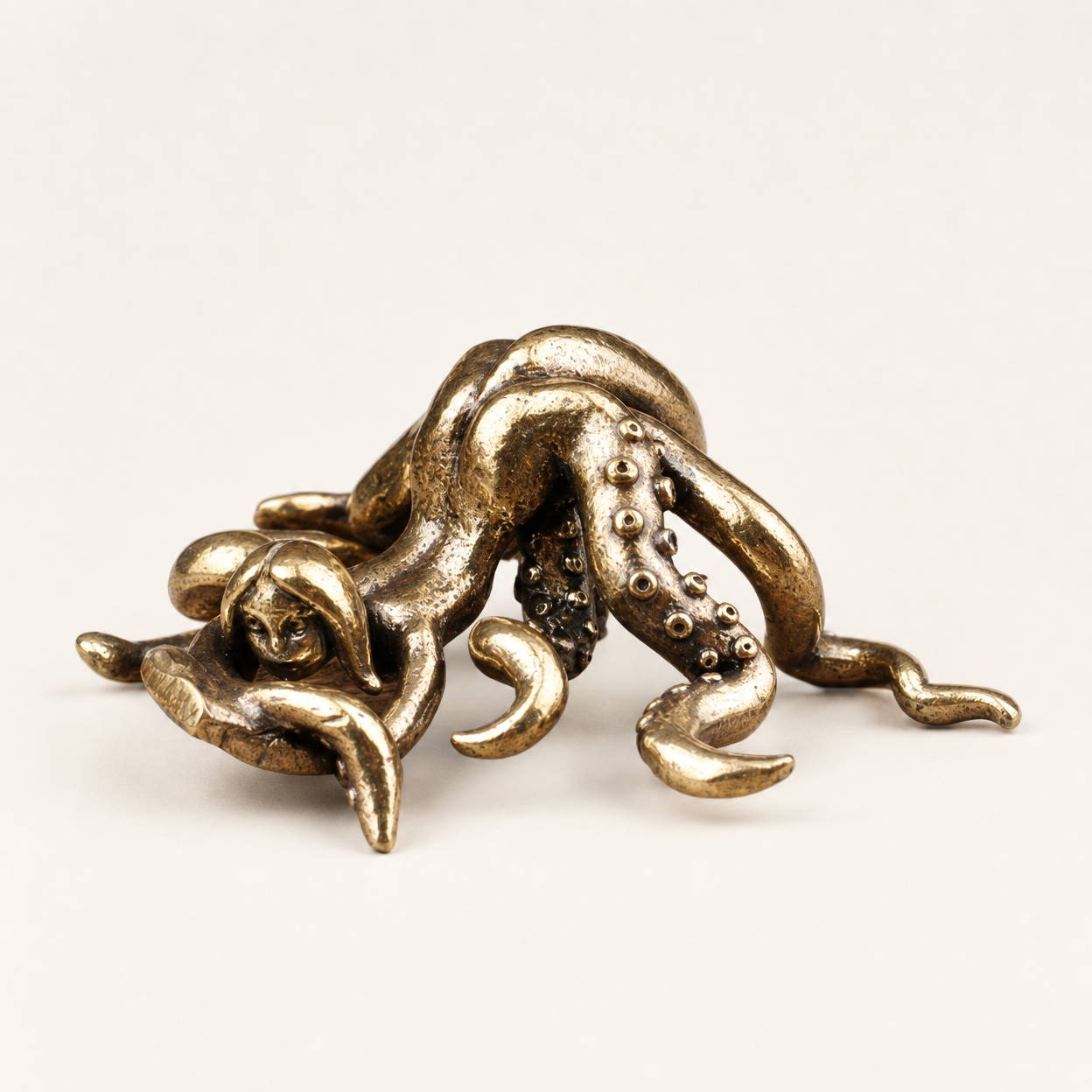 Brass Vintage Octopus Figurine Desktop Ornament