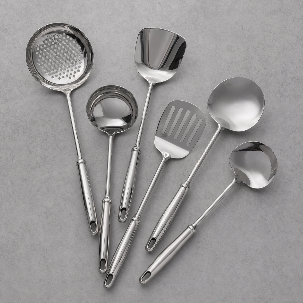 316 Stainless Steel Kitchen Utensil Set with Spatula, Soup Spoon, and Colander