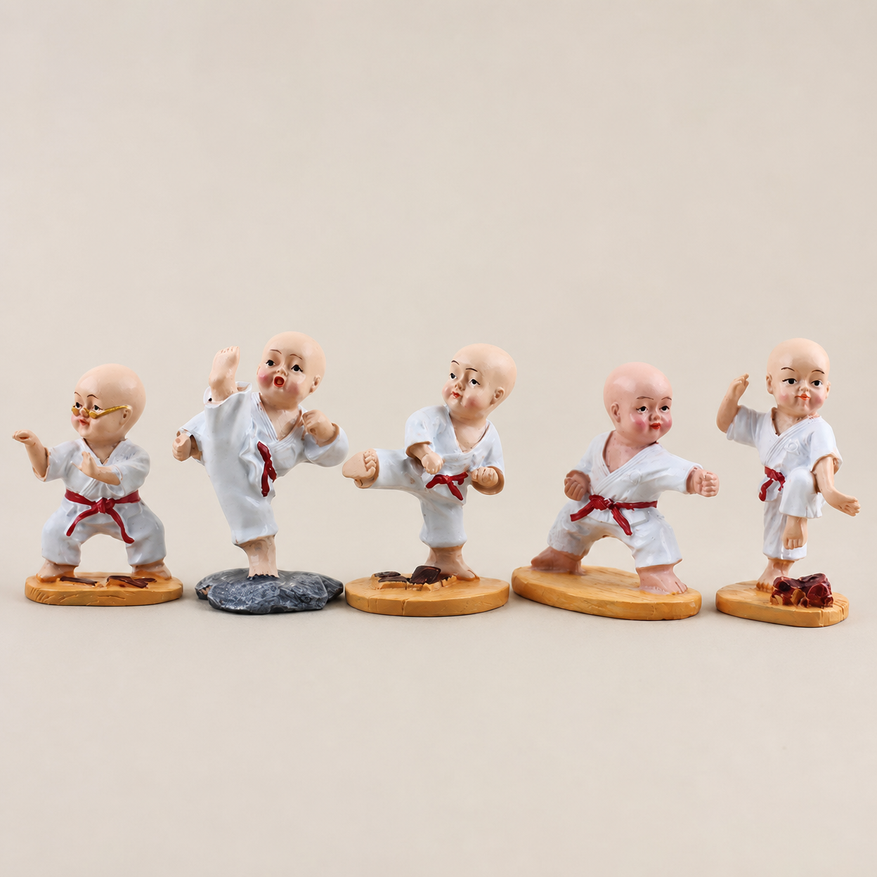 Cute Kung Fu Little Monk Desktop Ornament Resin Figurine for Home Decor and Car Dashboard